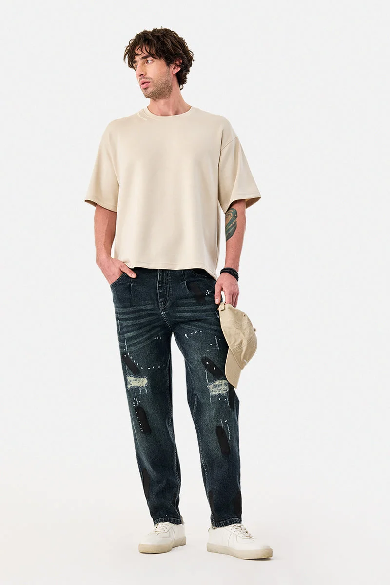 SNITCH Patch-Work Distressed Jeans
